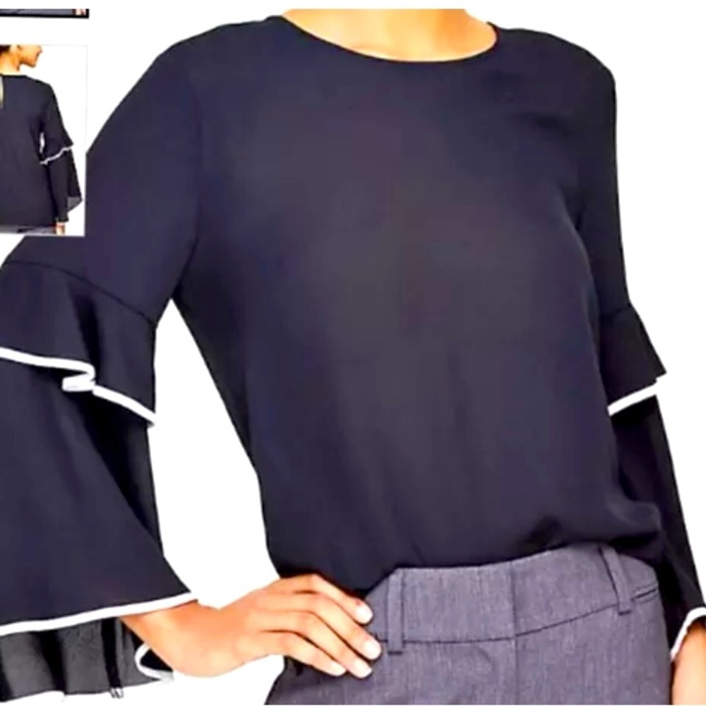 Loft Outlet Black and White long Peasant Sleeve top